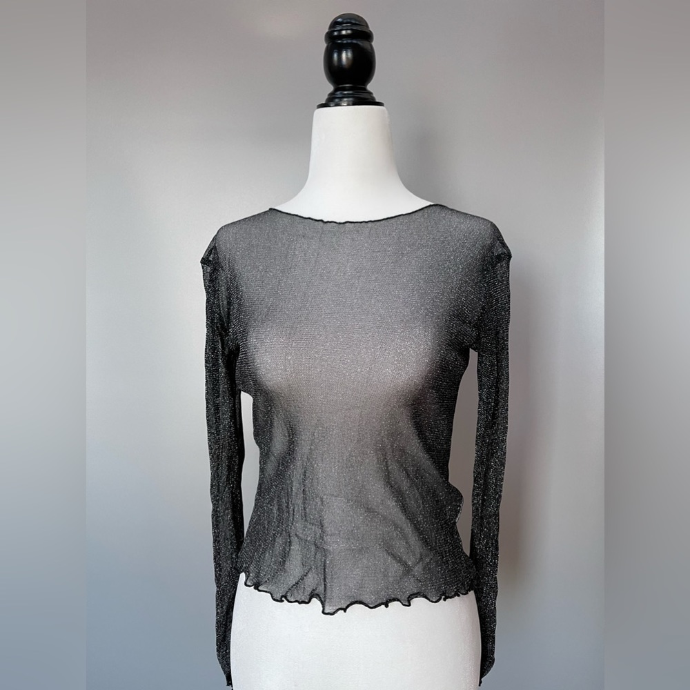 Brandy Melville black sheer glitter, long sleeve, camisole, excellent condition